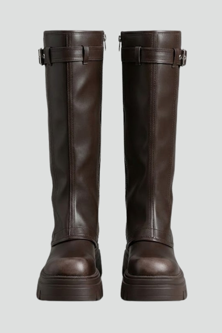 Women’s Knee High Platform Boots with Side Zipper