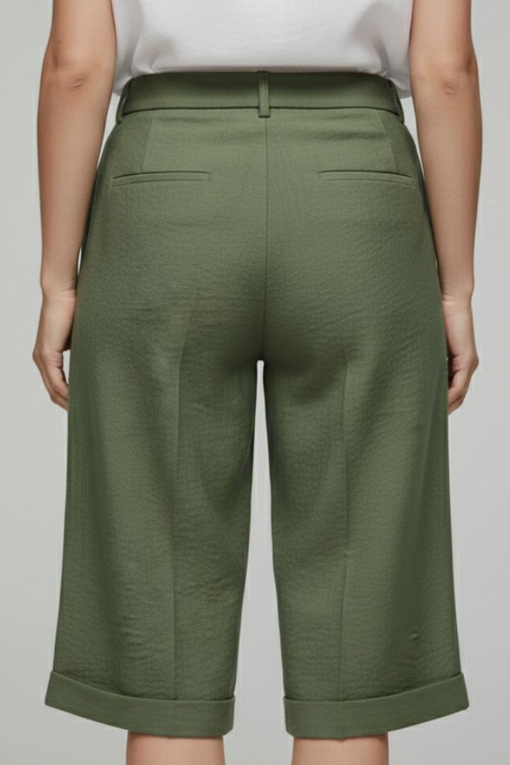 Women’s Knee Length Shorts with Belt Loops and Side Pockets