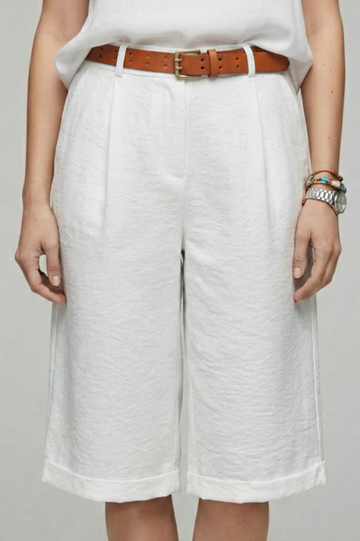 Women’s Knee Length Shorts with Belt Loops and Side Pockets