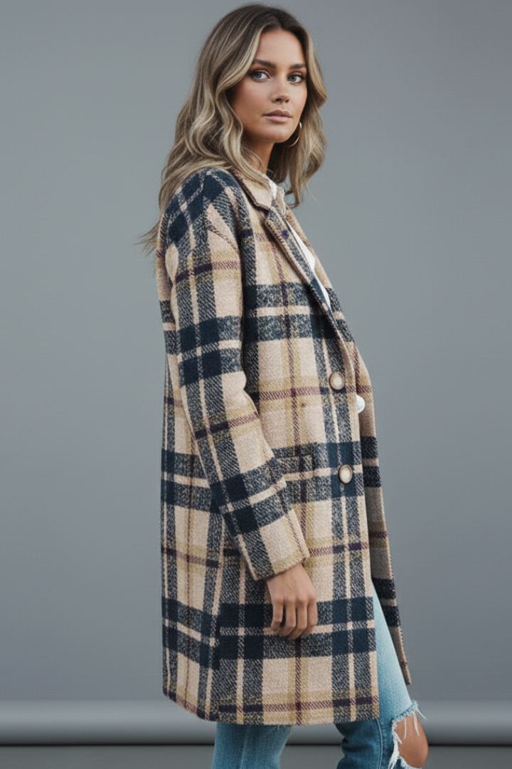 Women’s Long Coat with Buttons and Lapel