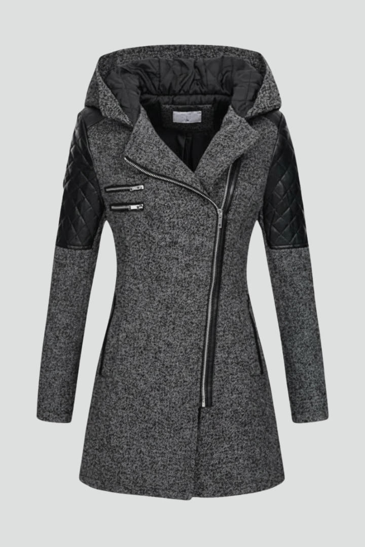 Women’s Long Coat with Hood and Zip