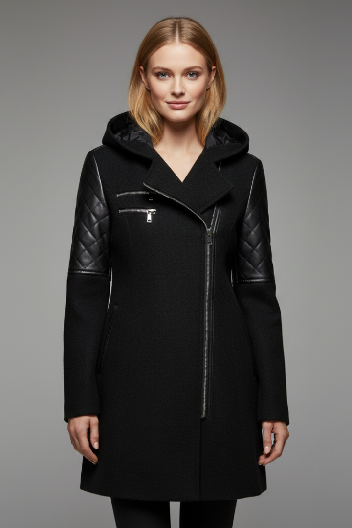 Women’s Long Coat with Hood and Zip