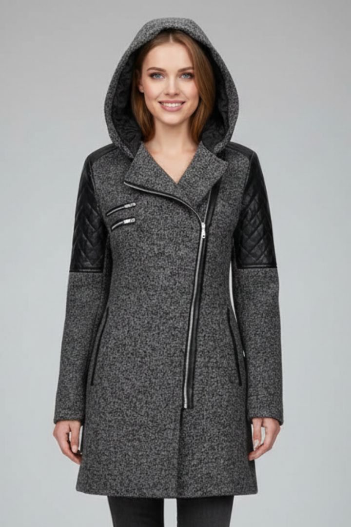 Women’s Long Coat with Hood and Zip