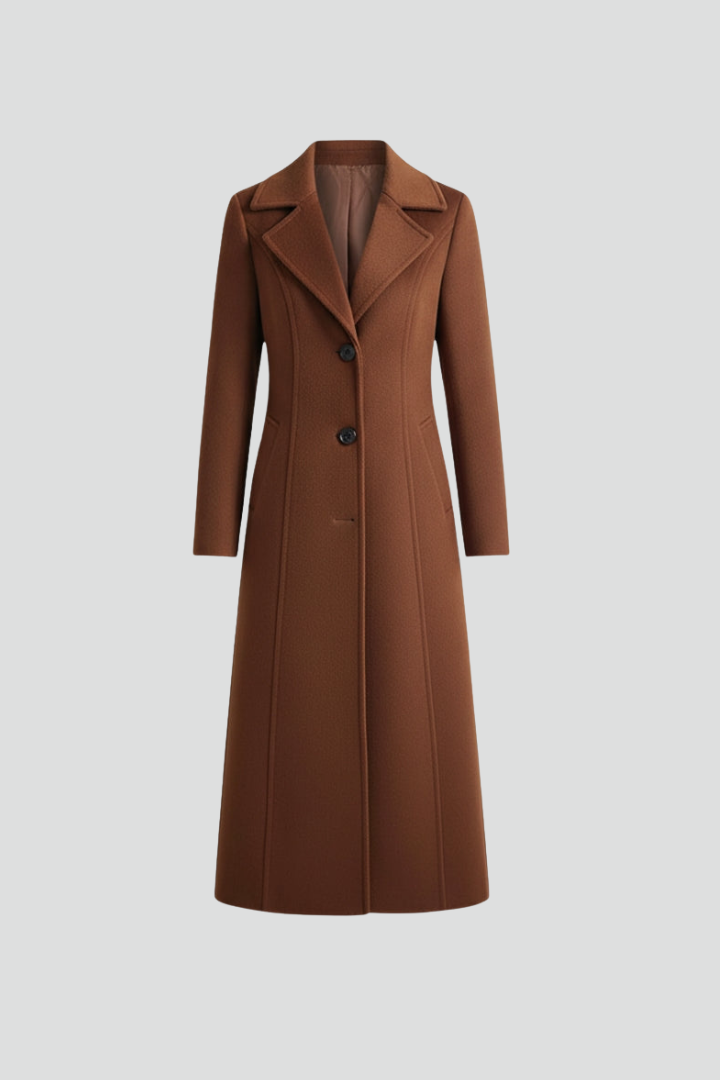 Women’s Long Coat with Shawl Collar and Waist Belt