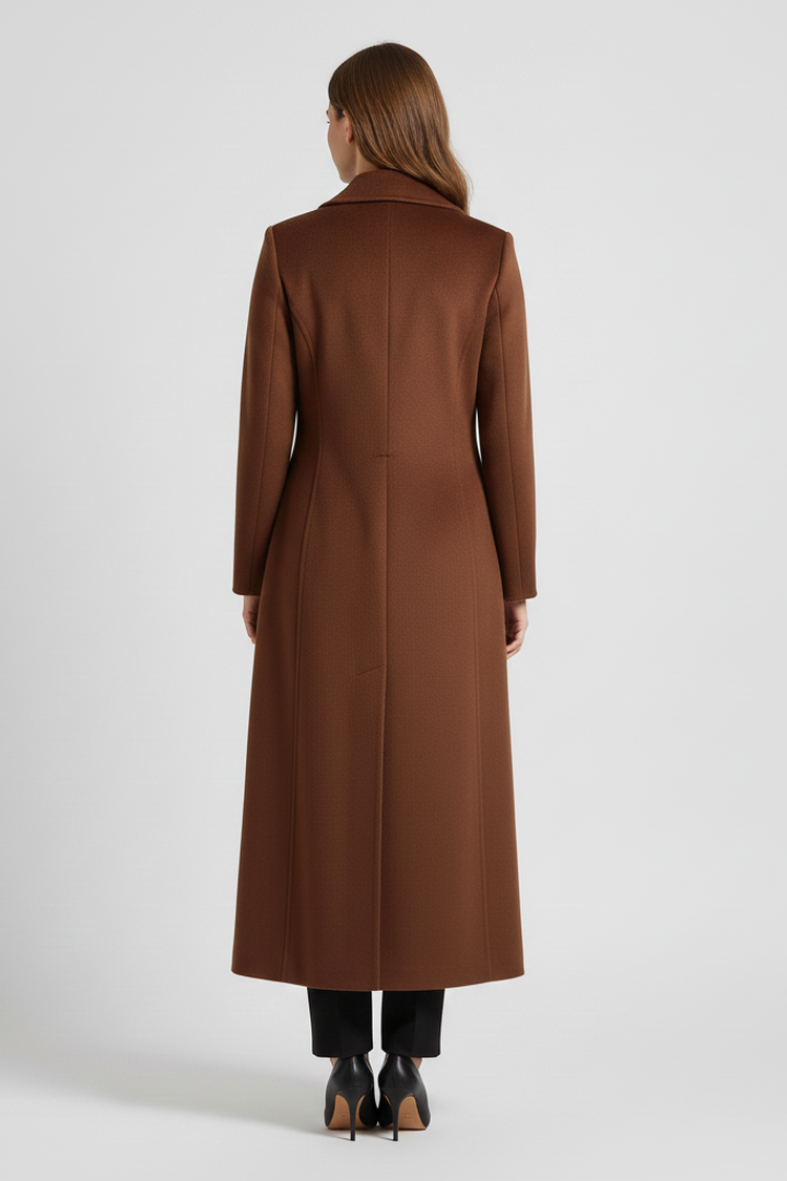 Women’s Long Coat with Shawl Collar and Waist Belt