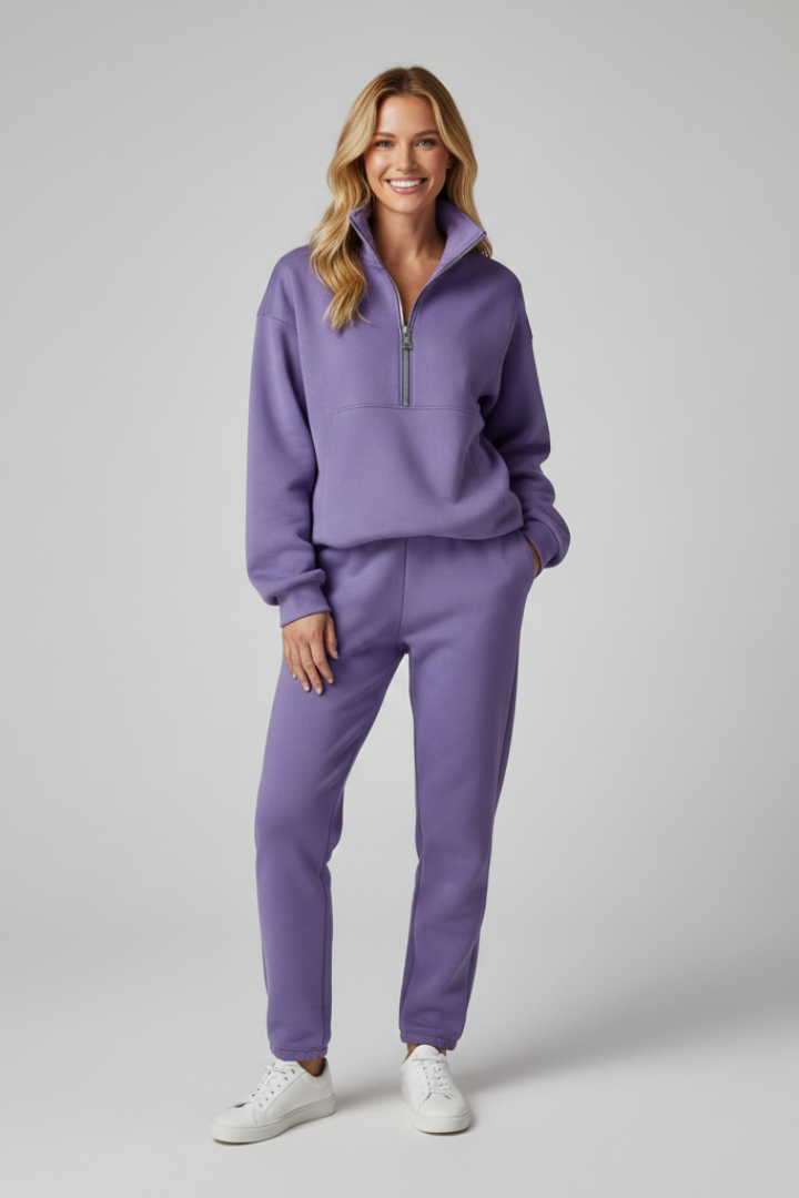 Women’s Lounge Set with Half Zip and Jogger Trousers