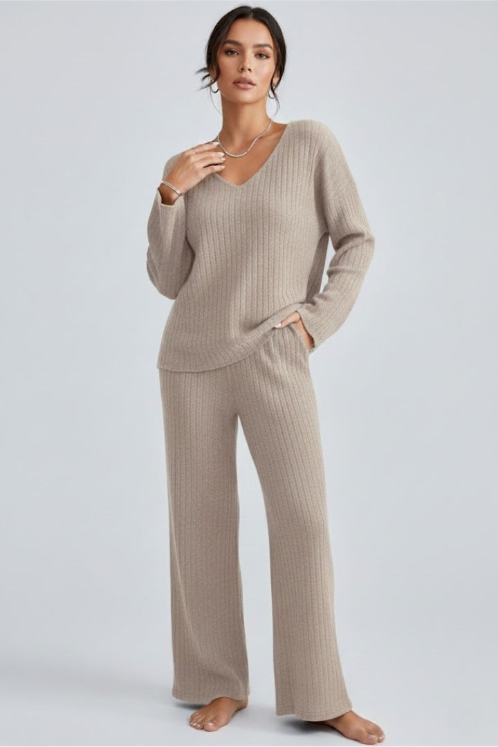 Women’s Lounge Set with V Neck Pullover