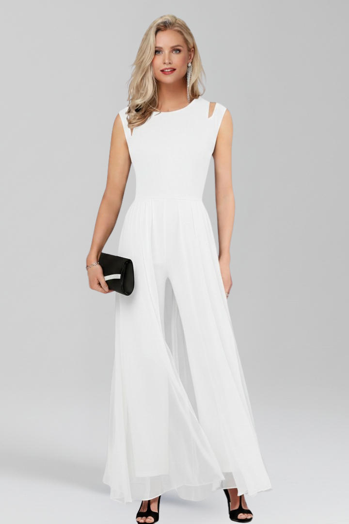 Women’s Maxi Dress with Round Neckline and Side Split