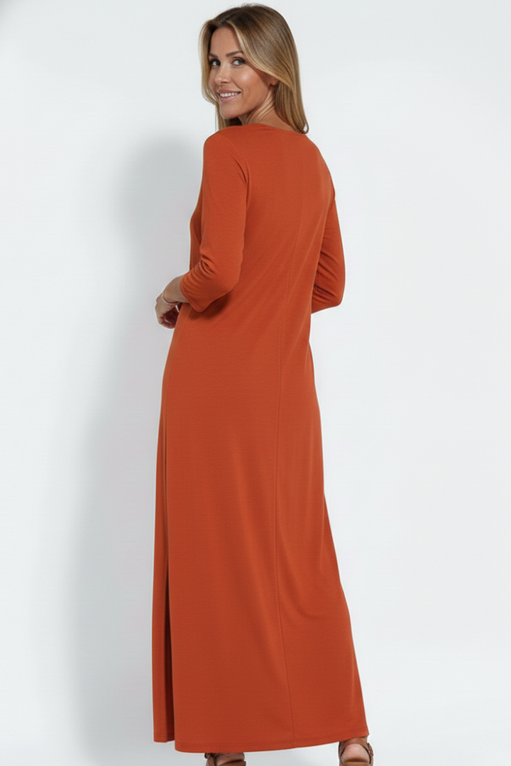 Women’s Maxi Dress with V-Neck and Side Slit