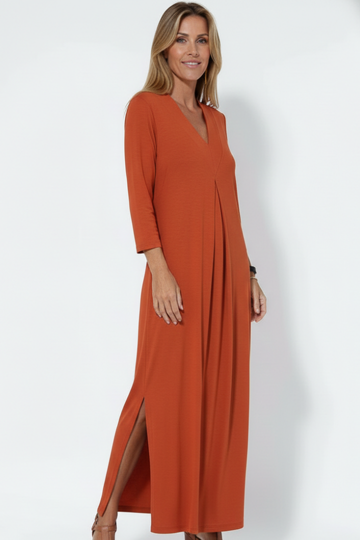 Women’s Maxi Dress with V-Neck and Side Slit
