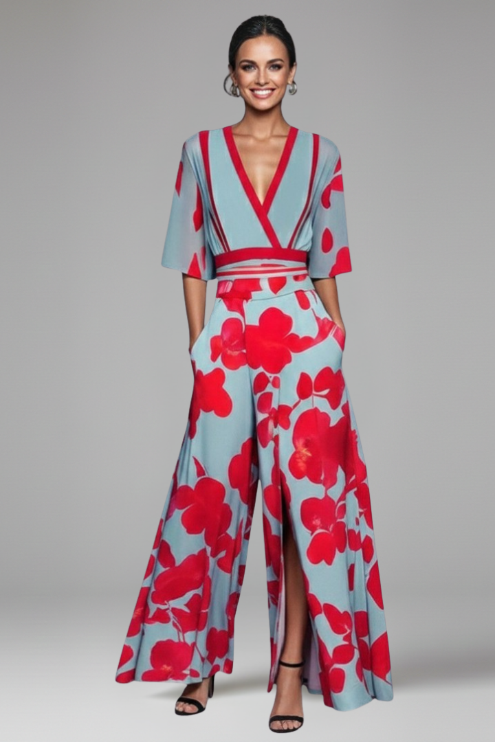 Women’s Maxi Dress with V Neckline and Sleeves