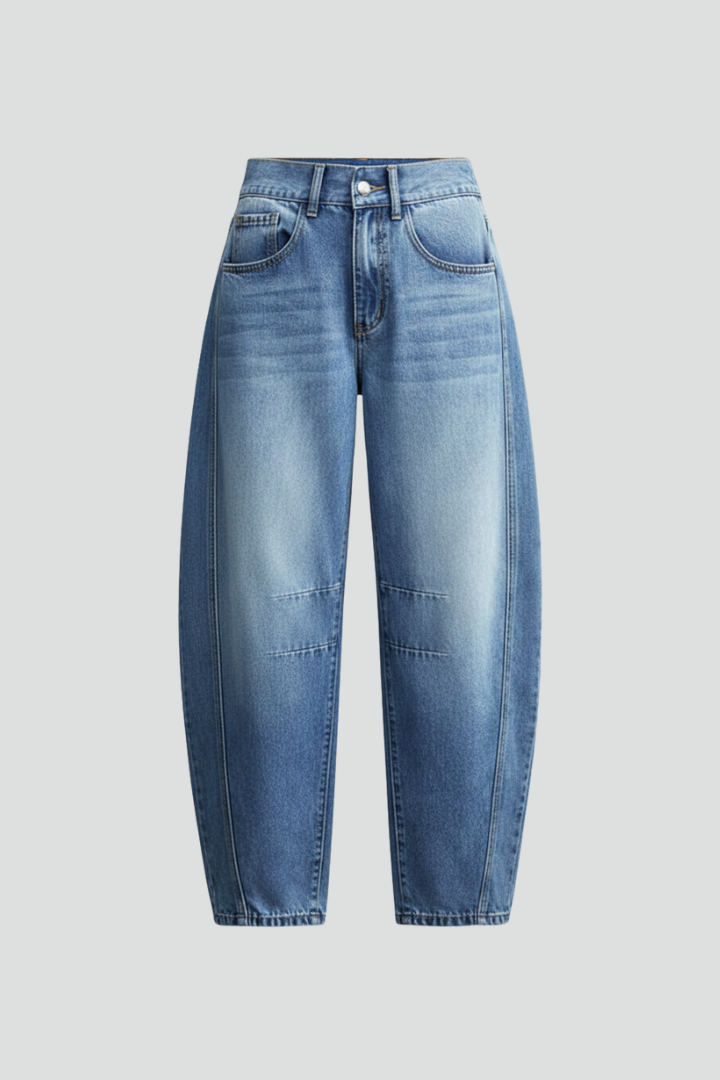 Women’s Mid-Waist Jeans with Front Closure and Pockets