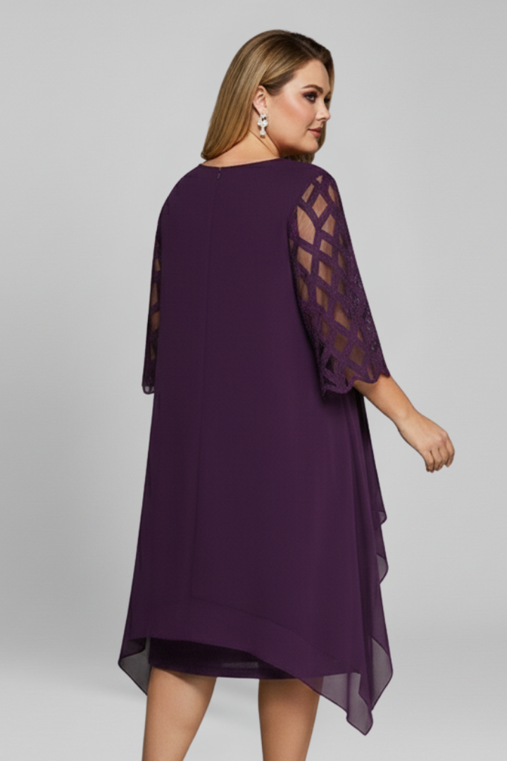 Women’s Midi Dress with Cut-Out Sleeves and Asymmetrical Hem