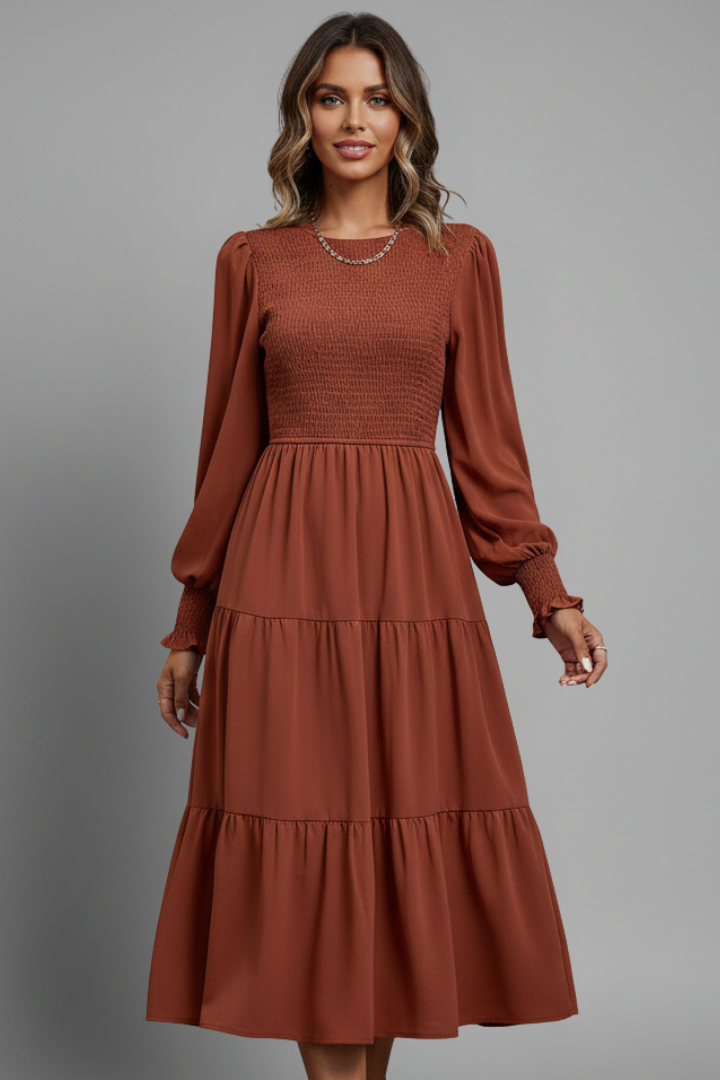 Women’s Midi Dress with Long Sleeves