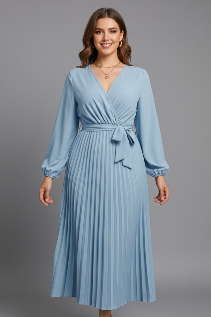 Women’s Midi Dress with V Neckline