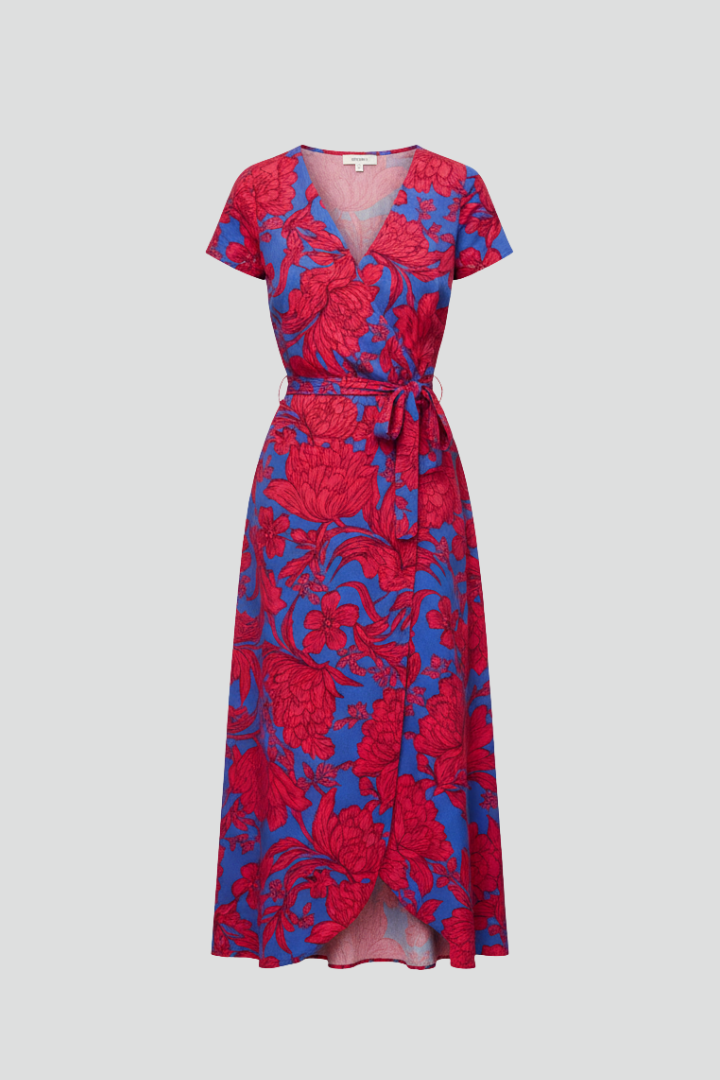 Women’s Midi Dress with Wrap Front and Waist Tie