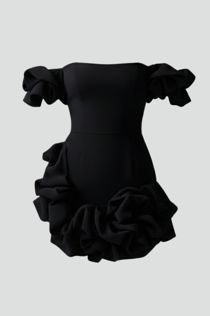 Women’s Mini Dress with One Shoulder and Ruffle Hem