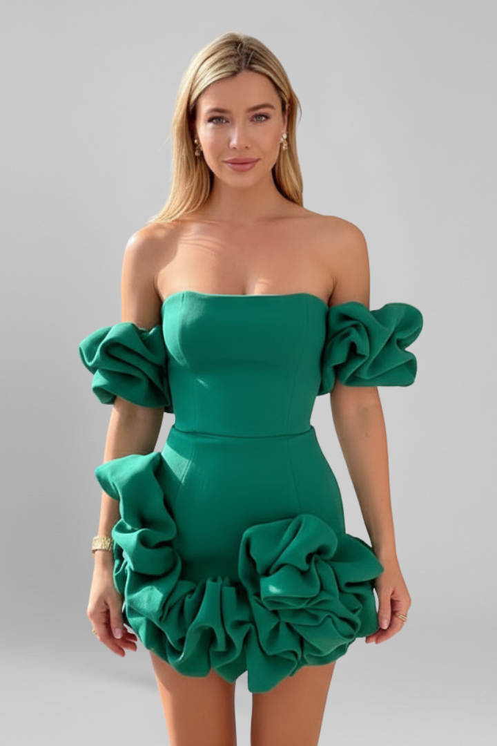 Women’s Mini Dress with One Shoulder and Ruffle Hem