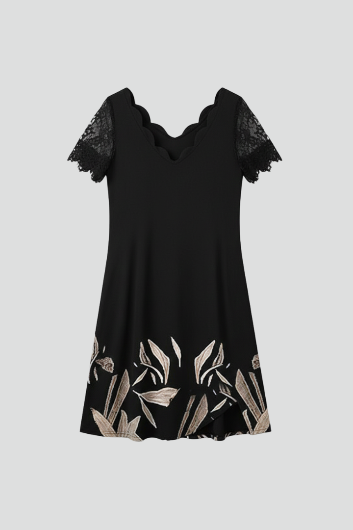 Women’s Mini Dress with V Neckline and Short Sleeves