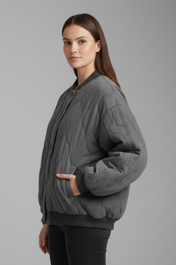 Women’s Oversized Jacket with Quilted Surface
