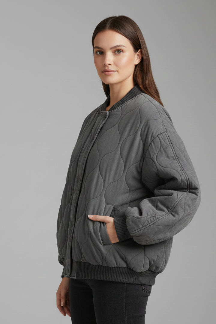 Women’s Oversized Jacket with Quilted Surface