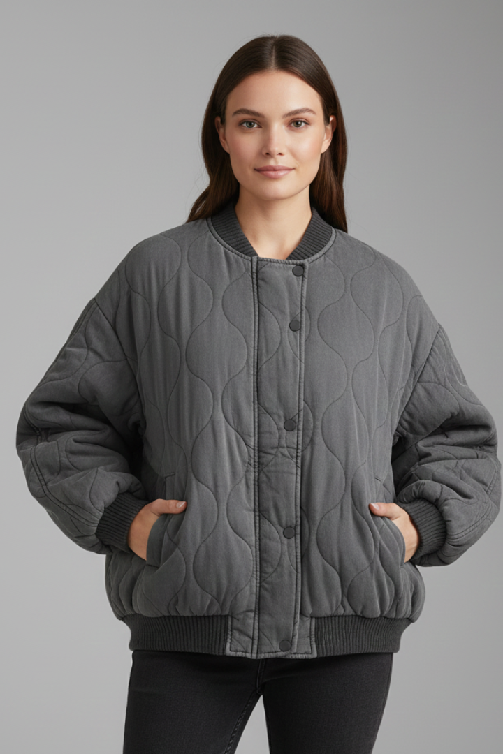 Women’s Oversized Jacket with Quilted Surface