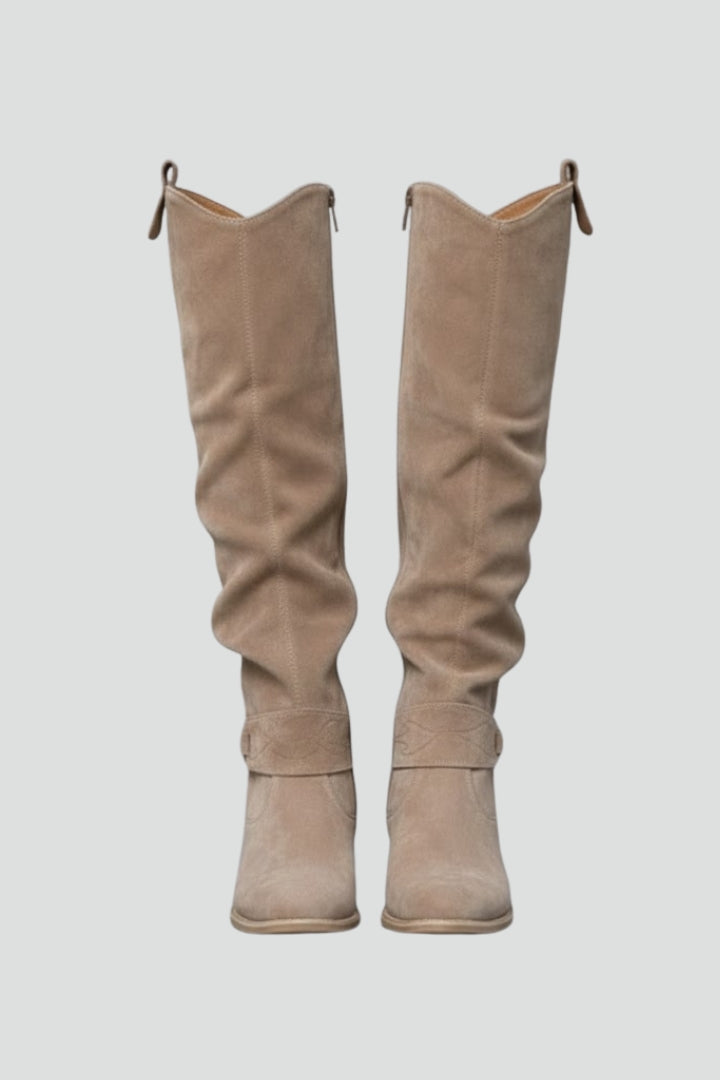Women’s Over the Knee Boots with Slouch Shaft and Flat Heel