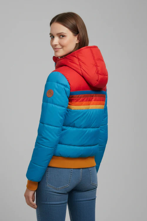 Women’s Padded Jacket with Hood and Striped Chest Area