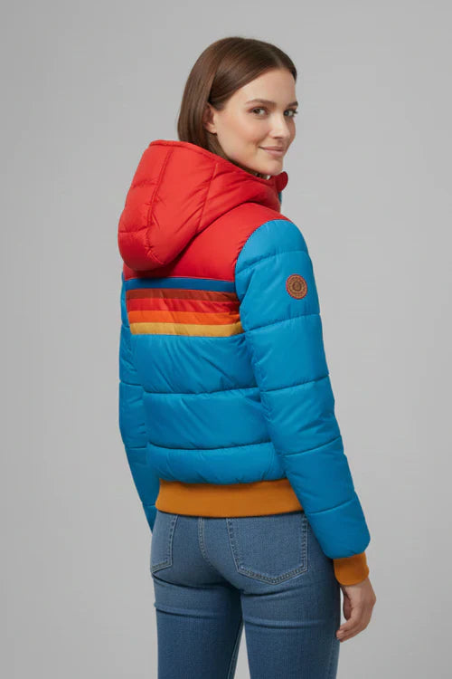 Women’s Padded Jacket with Hood and Striped Chest Area