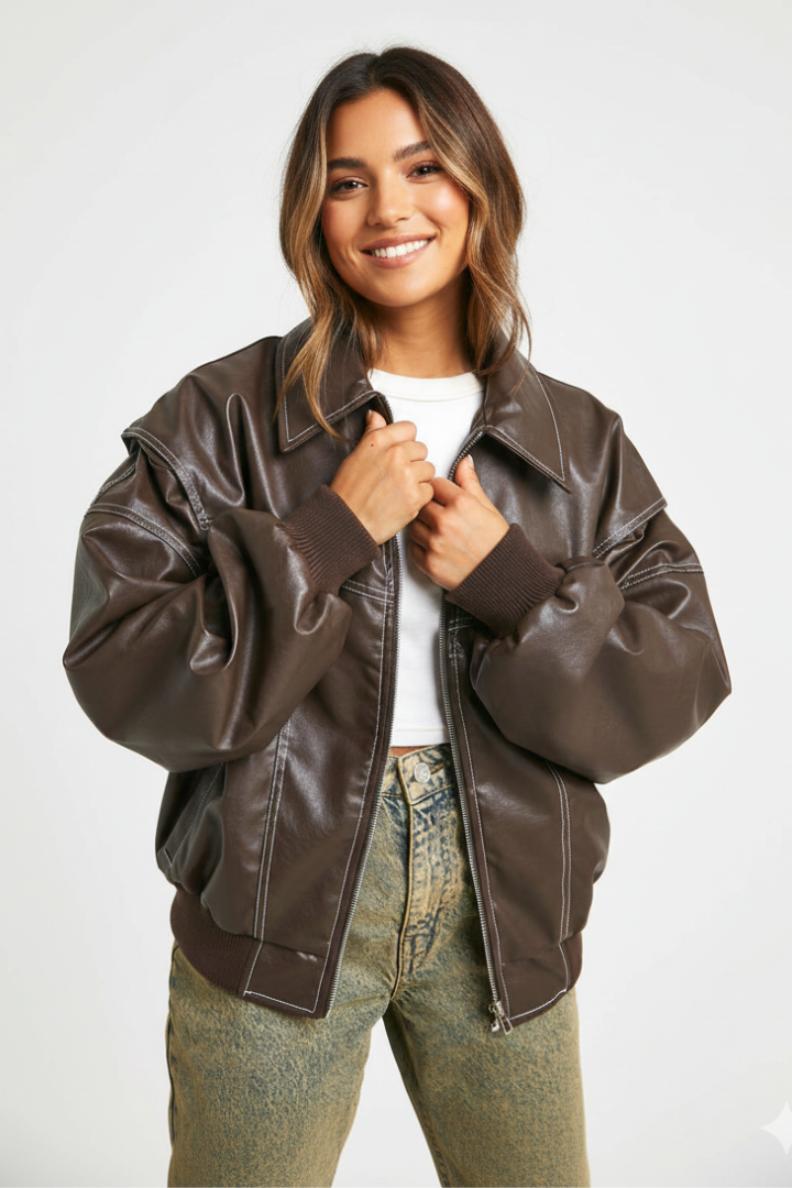 Women’s Padded Jacket with Zip and Long Sleeves