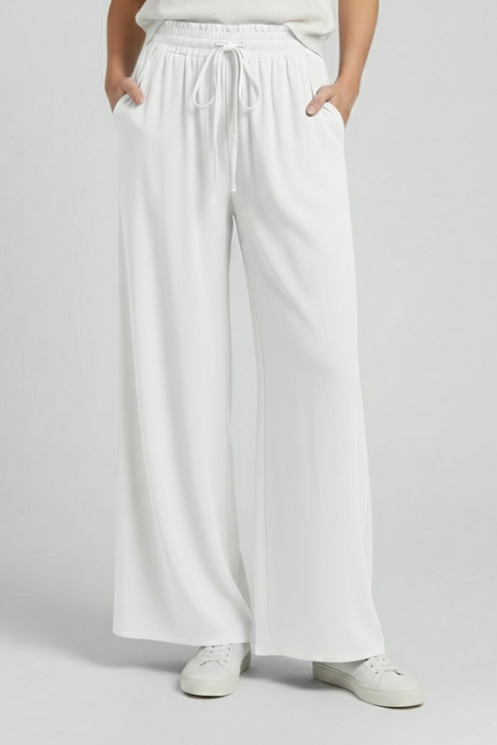 Women’s Palazzo Trousers with Drawstring Waist and Side Pockets