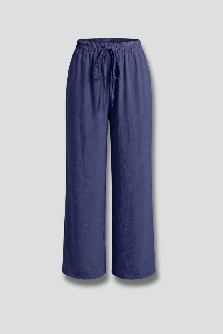 Women’s Palazzo Trousers with Elastic Waist and Drawstring