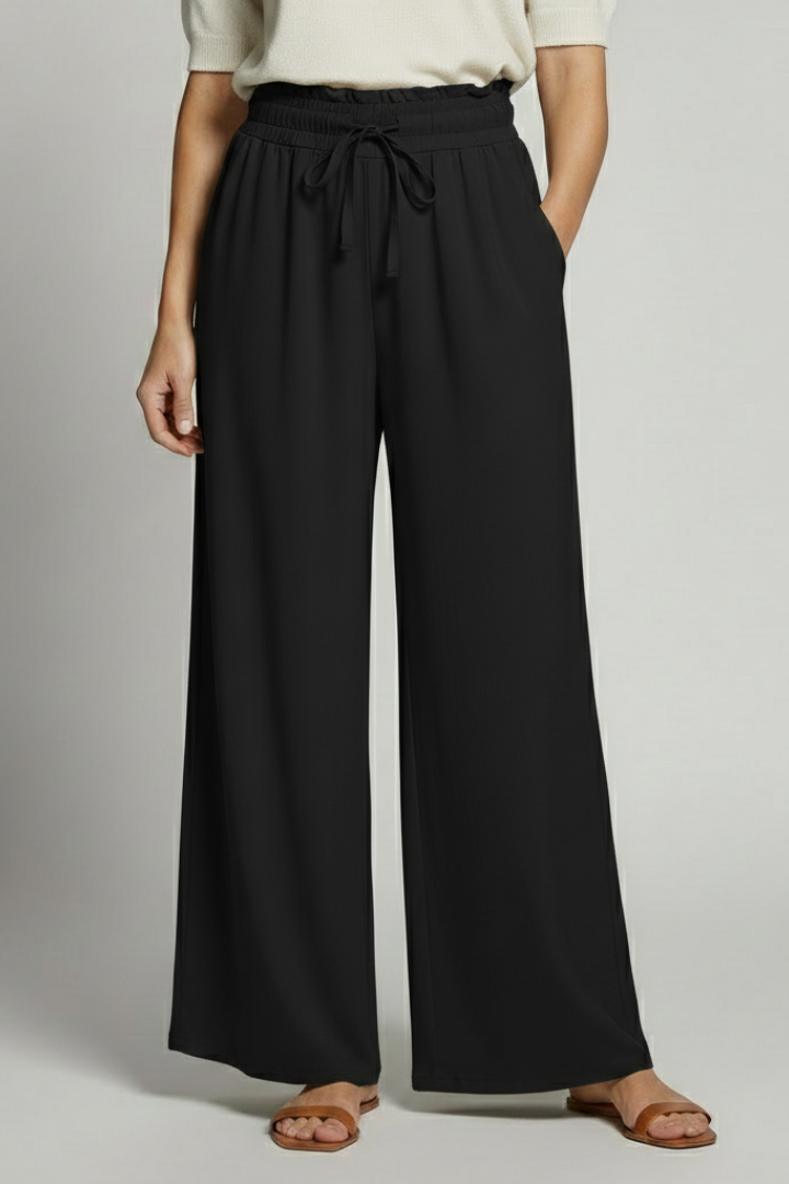 Women’s Palazzo Trousers with Elastic Waist and Side Pockets
