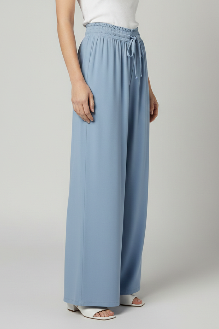 Women’s Palazzo Trousers with Elastic Waist and Side Pockets