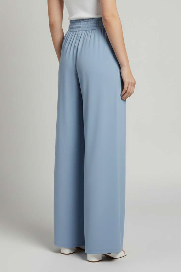 Women’s Palazzo Trousers with Elastic Waist and Side Pockets