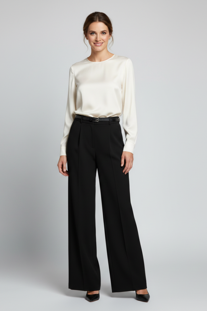 Women’s Palazzo Trousers with High Waist and Tie Belt
