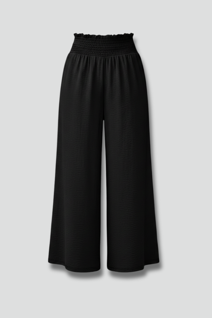 Women’s Palazzo Trousers with Side Slit and Drawstring Waist