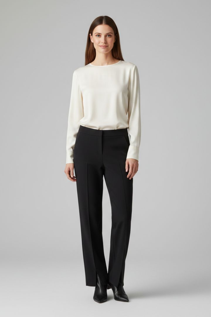 Women’s Palazzo Trousers with Side Slits and Wide Legs