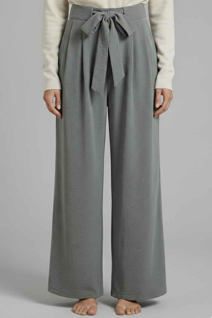 Women’s Palazzo Trousers with Tie Waist and Side Pockets