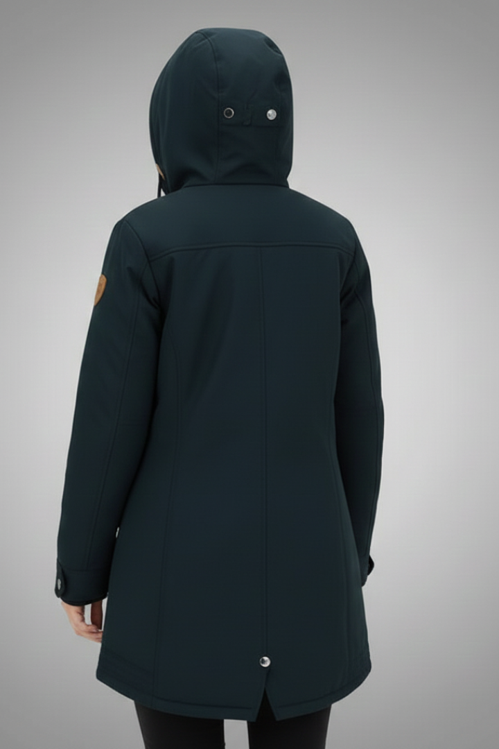 Women’s Parka Jacket with Hood and Button Closure