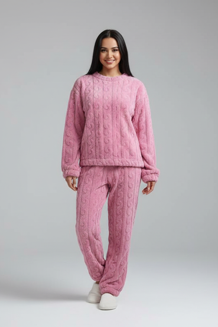 Women’s Pyjama Set with Round Neck and Elastic Waist
