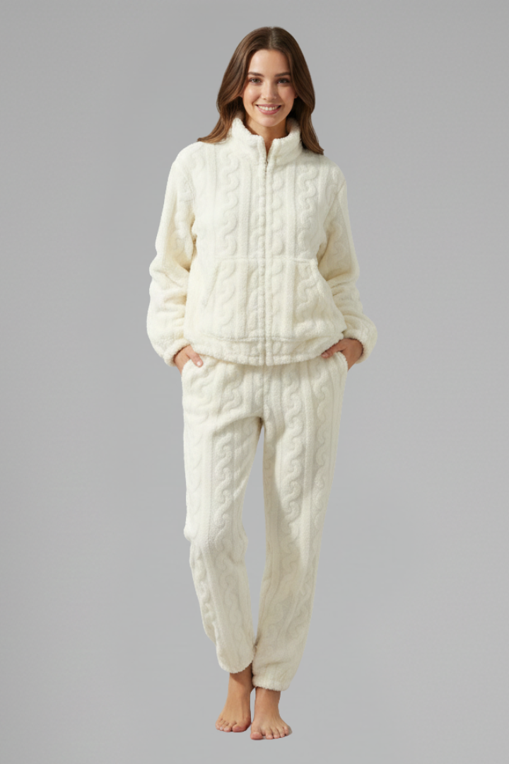 Women’s Pyjama Set with Zip-Front Top and Long Pants