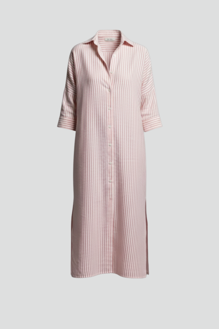 Women’s Shirt Dress with Collar and Side Slits