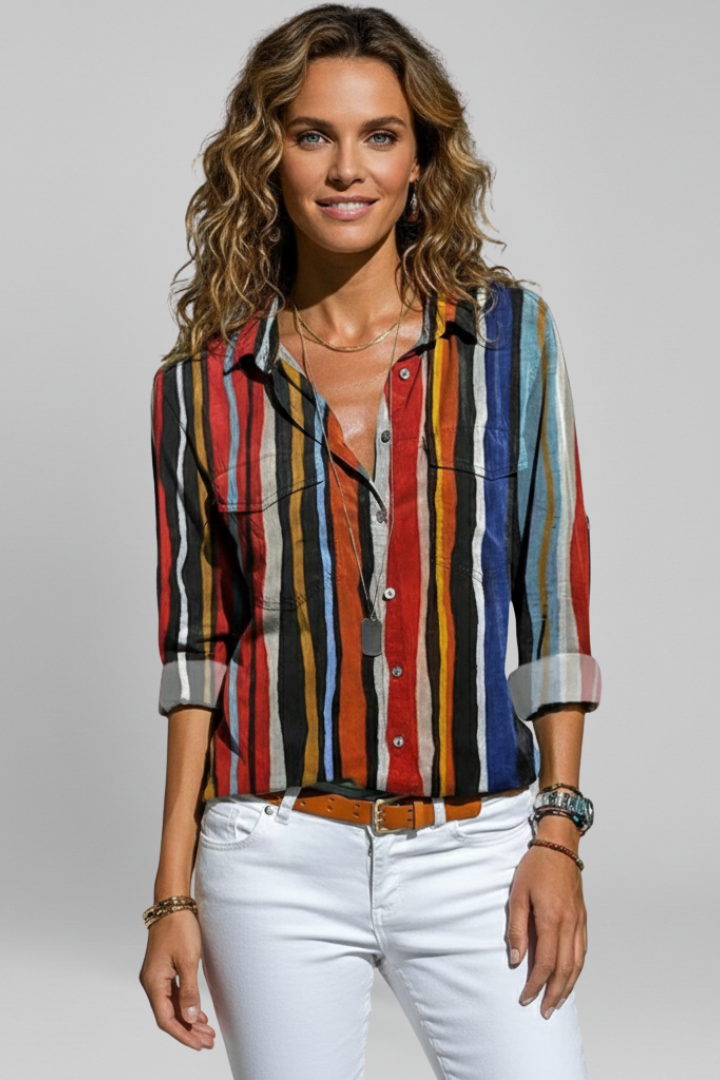 Women’s Shirt with Button Closure and Printed Surface