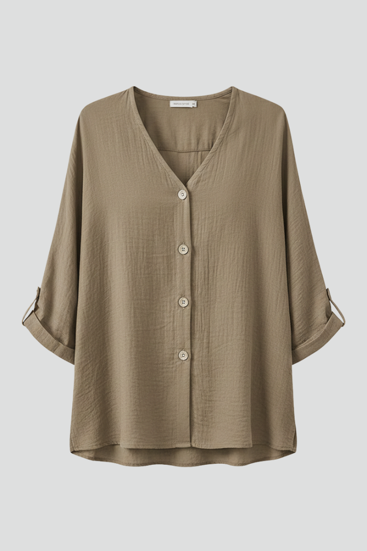 Women’s Shirt with V Neck and Button Front