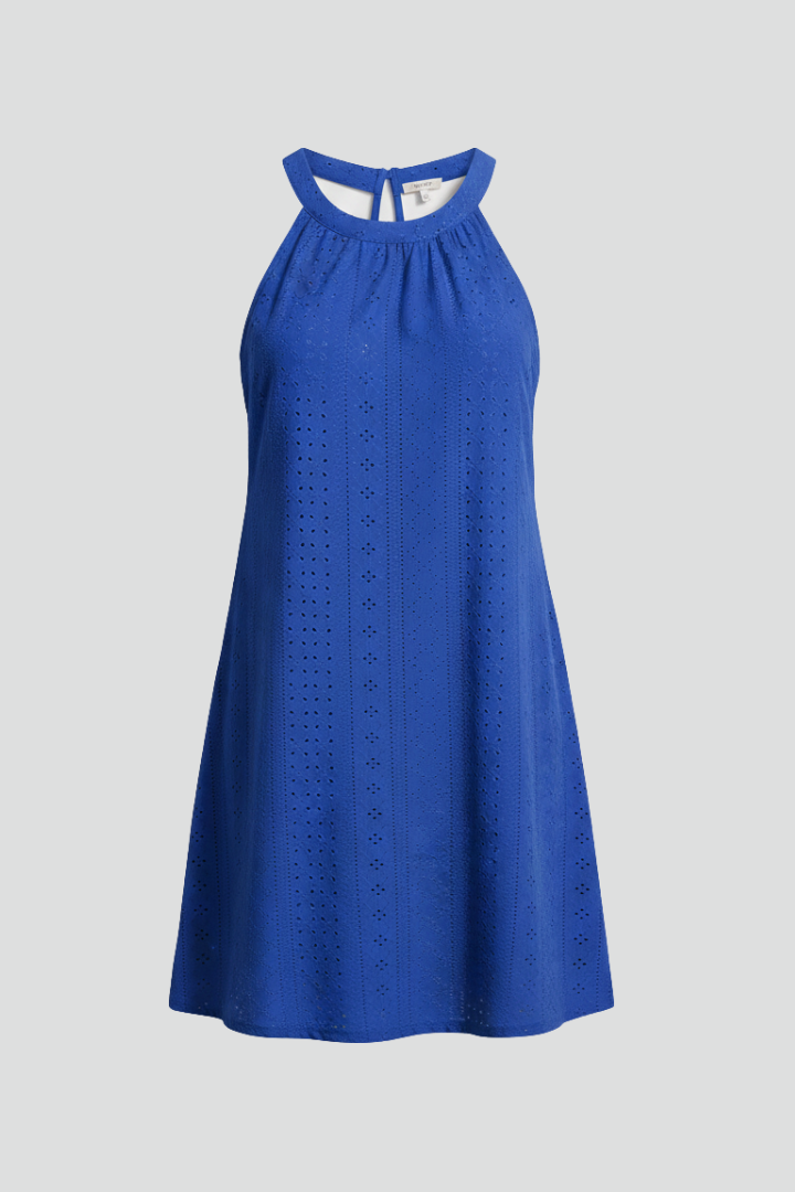 Women’s Short Dress with Halter Neck and Sleeveless Cut