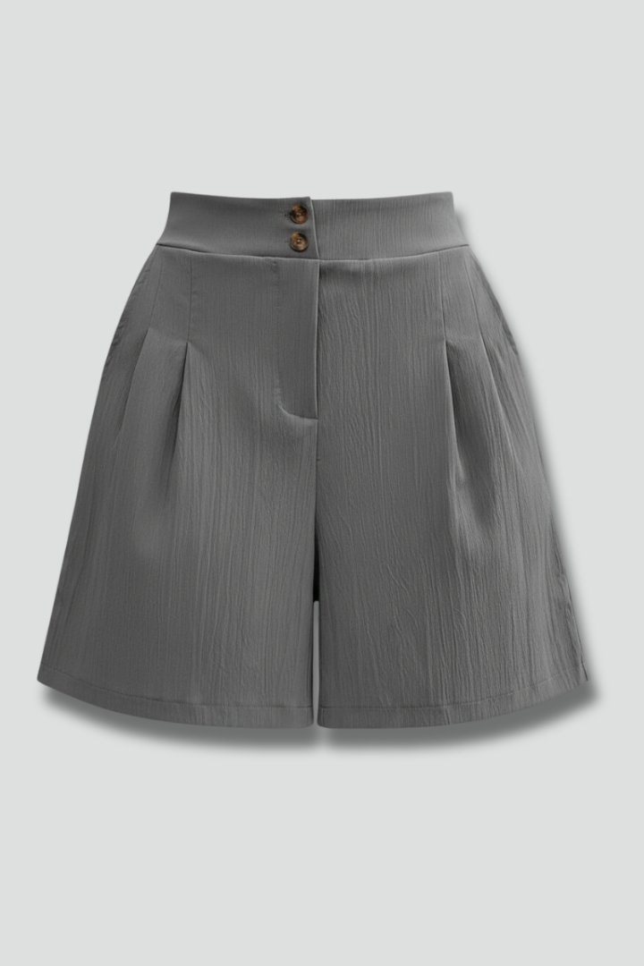Women’s Shorts with Button Waist and Pleated Front