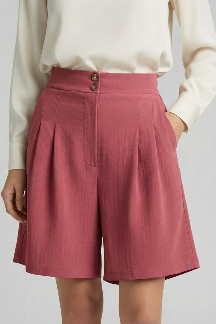 Women’s Shorts with Button Waist and Wide Legs