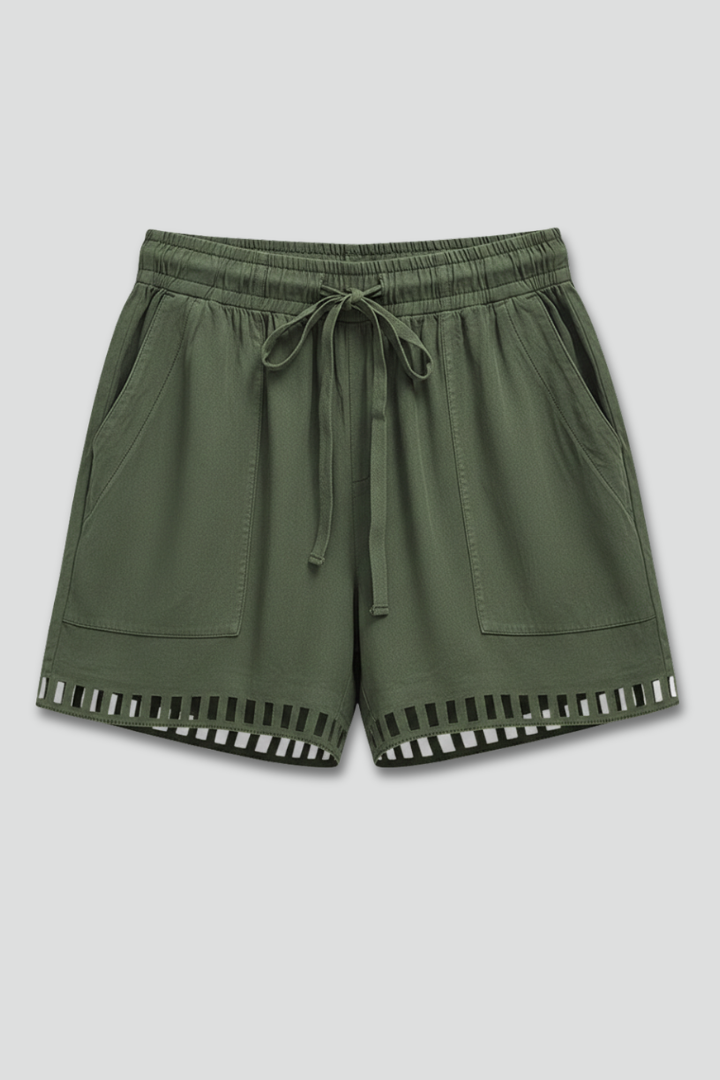 Women’s Shorts with Drawstring Waist and Cut-out Hem
