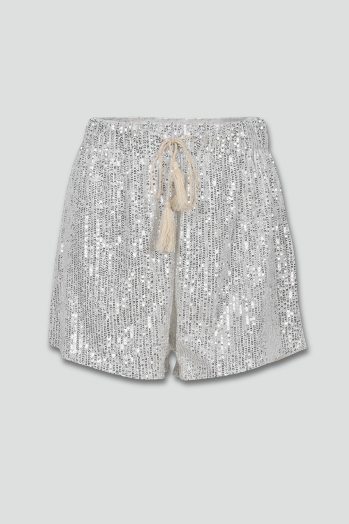Women’s Shorts with Drawstring Waist and Sequin Surface